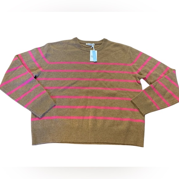 Marine Layer NEW NWT Women’s M Harper Camel / Pink Striped Cashmere Sweater - Picture 5 of 12